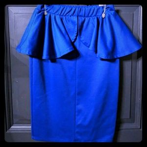 Runway Story Cerulean Blue Peplum Pencil Skirt